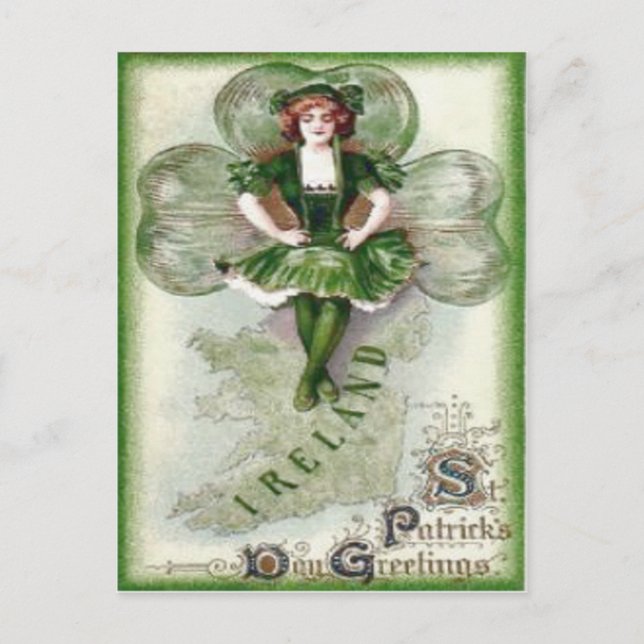 Carte Postale Femme Irlandaise Irlande Trèfle Riverdance (Devant)