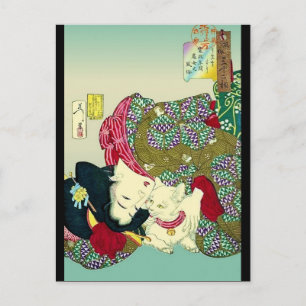 Carte Postale Femme japonaise et chat