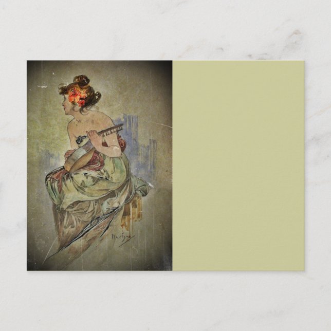 Carte Postale Femme jouant aux instruments à cordes (Devant)
