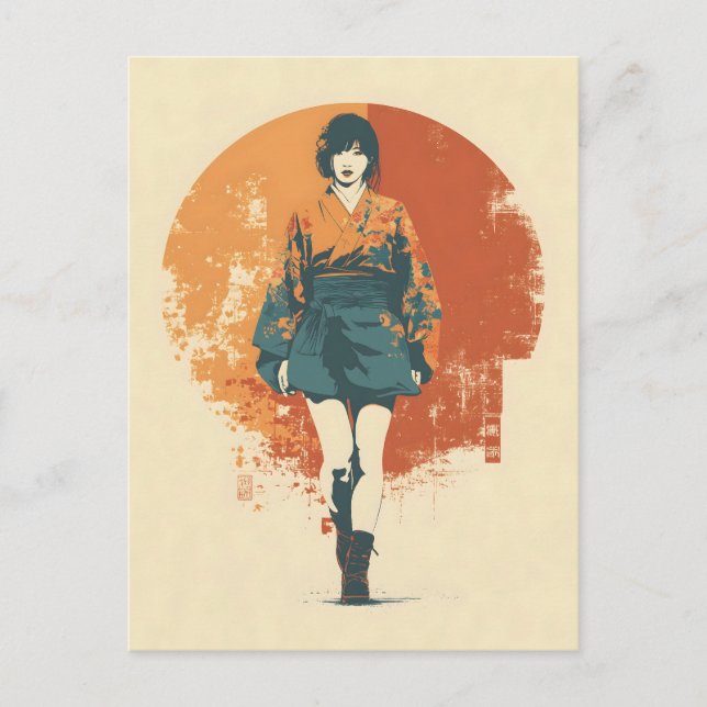 Carte Postale Femme kimono vintage (Devant)