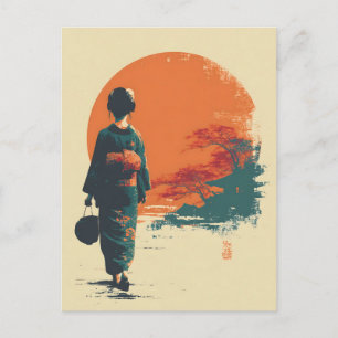 Carte Postale Femme kimono vintage