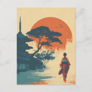 Carte Postale Femme kimono vintage