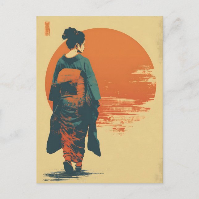Carte Postale Femme kimono vintage (Devant)