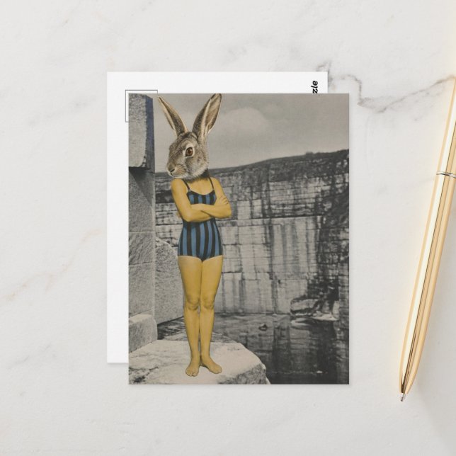 Carte Postale Femme Lapin à la Carrière (Devant/Arrière en situation)