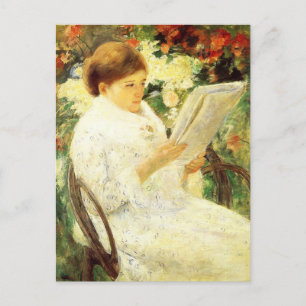 Carte postale Femme lisant dans un jardin de Mary