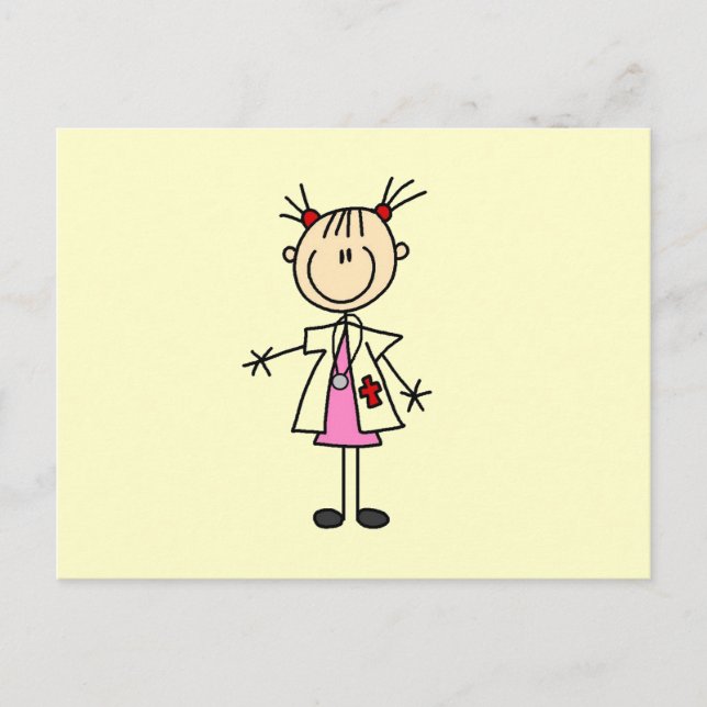 Carte Postale Femme Médecin Bâtonnet Figure (Devant)