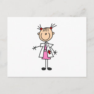 Carte Postale Femme médecin personnage bâton