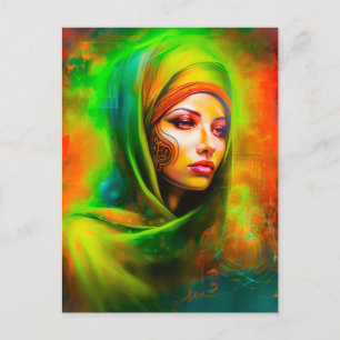 Carte Postale Femme mystique aux couleurs du néon
