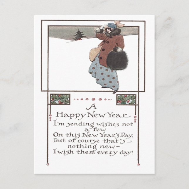 Carte Postale Femme Neige Holly (Devant)