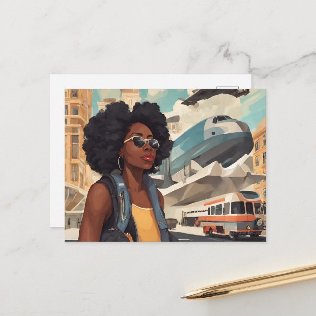 Carte Postale Femme noire (Devant/Arrière en situation)