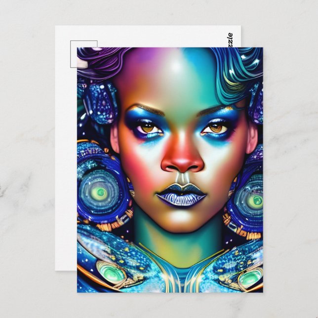 Carte Postale Femme Noire Magnifique (Devant / Derrière)