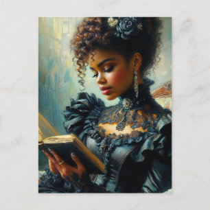 Carte Postale Femme noire vintage Lecture esthétique victorienne