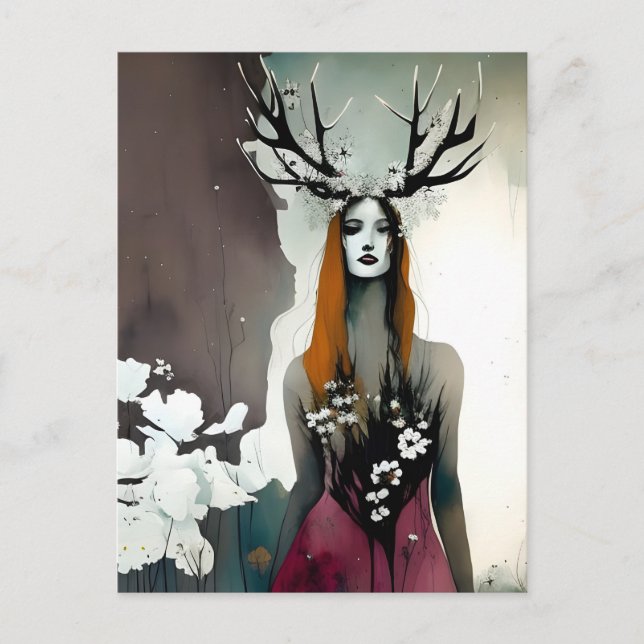 Carte Postale Femme païenne Elen des fleurs des voies (Devant)