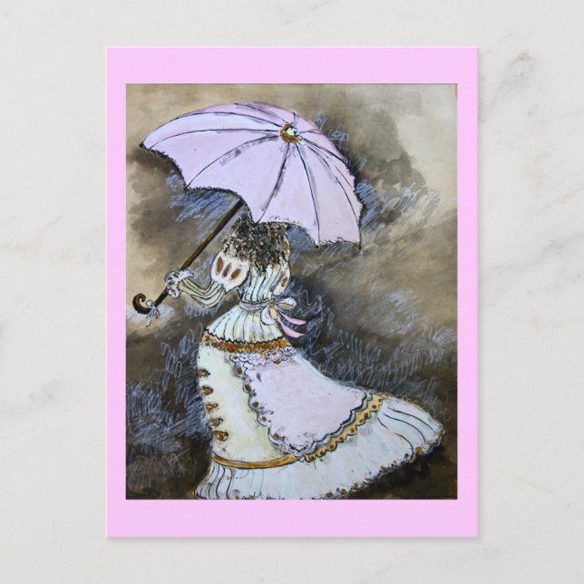 Carte Postale Femme parapluie (Devant)