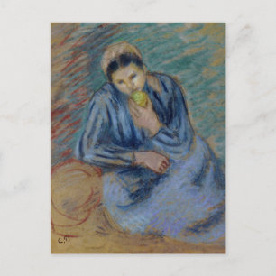 Carte Postale Femme paysanne assise qui coule une pomme
