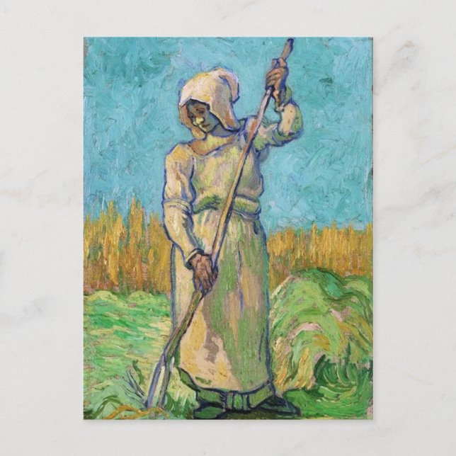 Carte Postale Femme paysanne avec Rake, Vincent van Gogh Art (Devant)