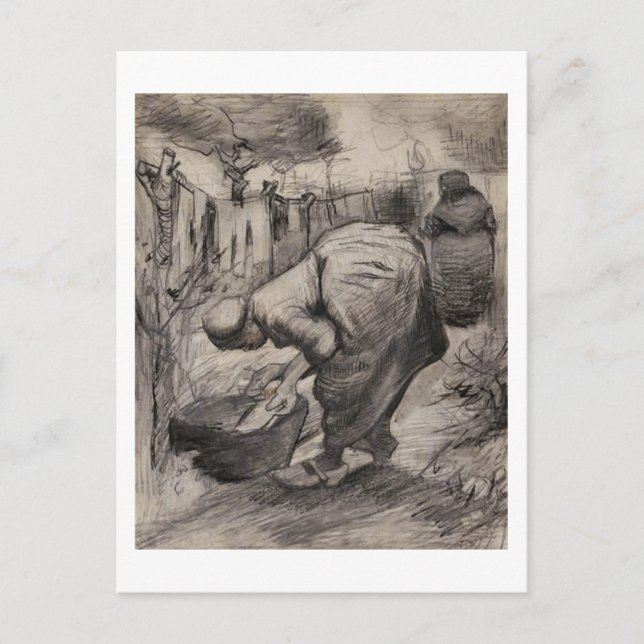 Carte Postale Femme paysanne, Baignoire & Lave-linge, Vincent va (Devant)