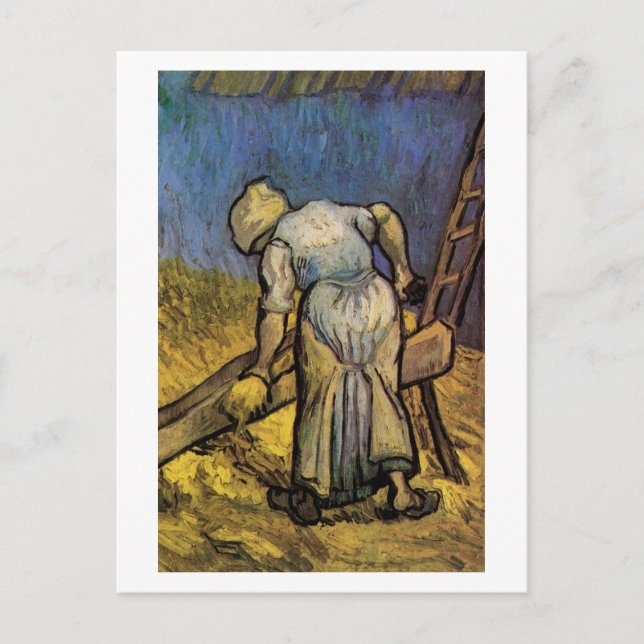 Carte Postale Femme paysanne coupant paille, Vincent van Gogh (Devant)