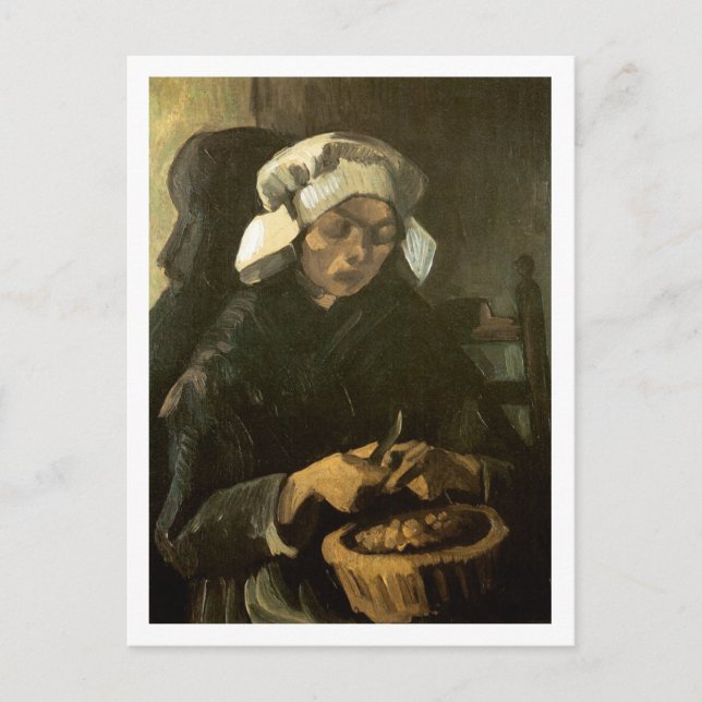 Carte Postale Femme paysanne Peeling Pommes de terre, Vincent va (Devant)