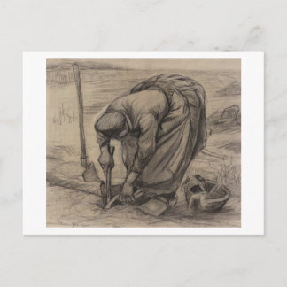 Carte Postale Femme paysanne plantant des betteraves, Vincent va