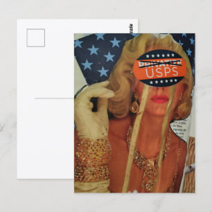Carte Postale Femme pleure des larmes d'or pour sauver la poste