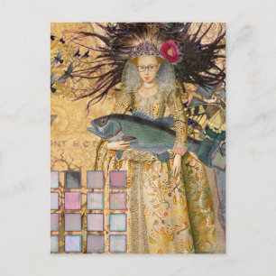Carte Postale Femme Poisson Vintage Gothique Classique