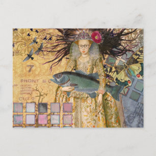 Carte Postale Femme Poissons Vintage Classique Gothique