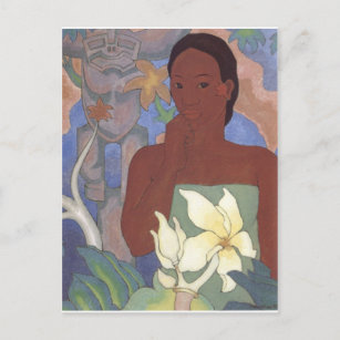 Carte Postale Femme polynésienne et Tiki par Arman Manookian, 19