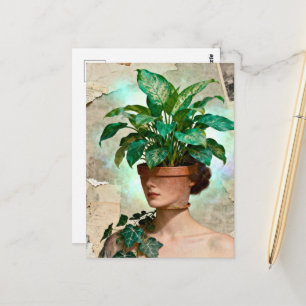 Carte Postale Femme Pot de Fleur Surréaliste