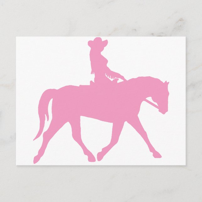 Carte Postale Femme qui monte son cheval (rose) (Devant)