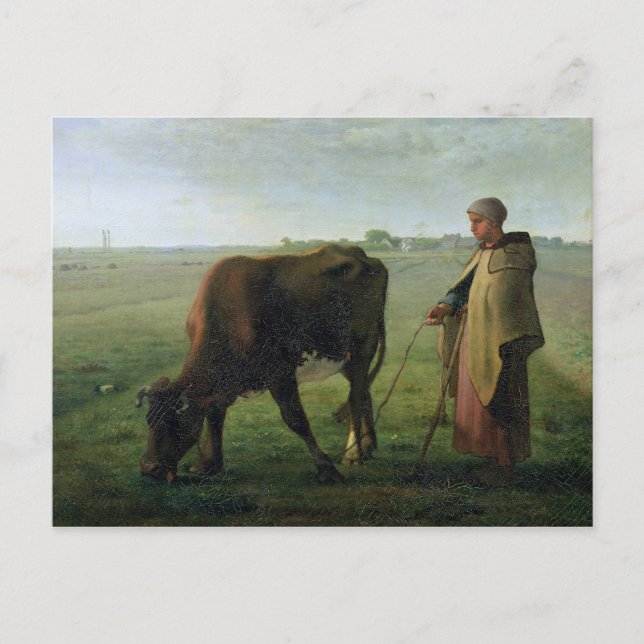 Carte Postale Femme qui pète sa vache, 1858 (Devant)
