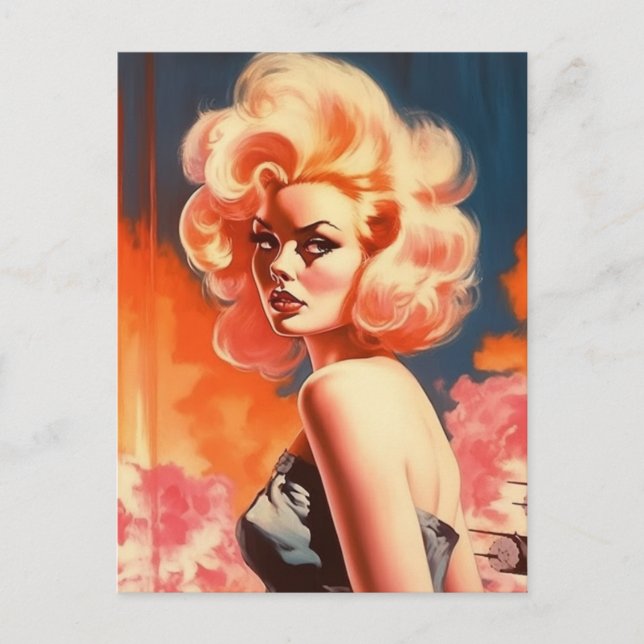 Carte Postale Femme rétro apocalyptique Barbenheimer (Devant)