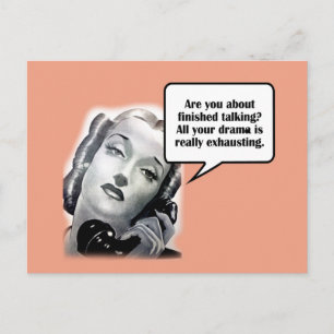 Carte Postale Femme rétro au téléphone, Drame