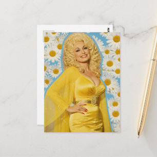 Carte Postale Femme Rétro Blonde et Fleurs de Pâquerette