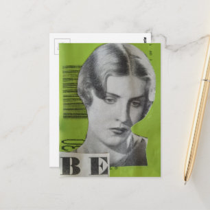Carte Postale Femme Rétro en Collage de Médias Mixtes