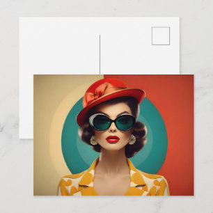 Carte Postale Femme rétro vintage