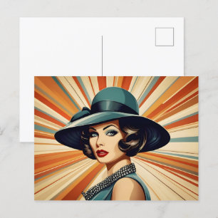 Carte Postale femme rétro vintage