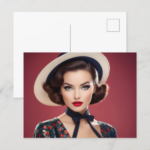 Carte Postale femme rétro vintage