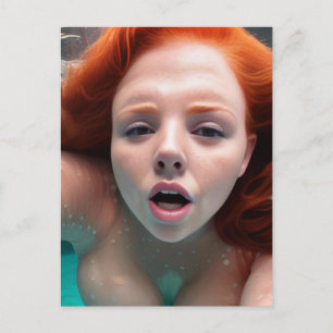 Carte Postale Femme rousse magnifique sous l'eau Photographie