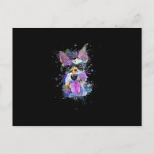Carte Postale Femme Schnauzer Coloré Conception Chien V-Cou