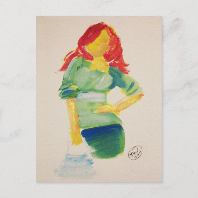 Carte Postale Femme séduite avec un sac à main (Devant)