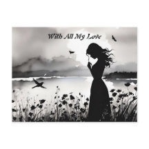 Femme seule avec des pensées d'amour