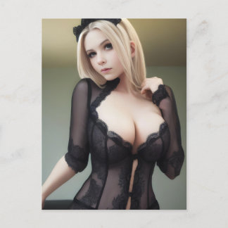Carte Postale Femme sexy en dentelle noire