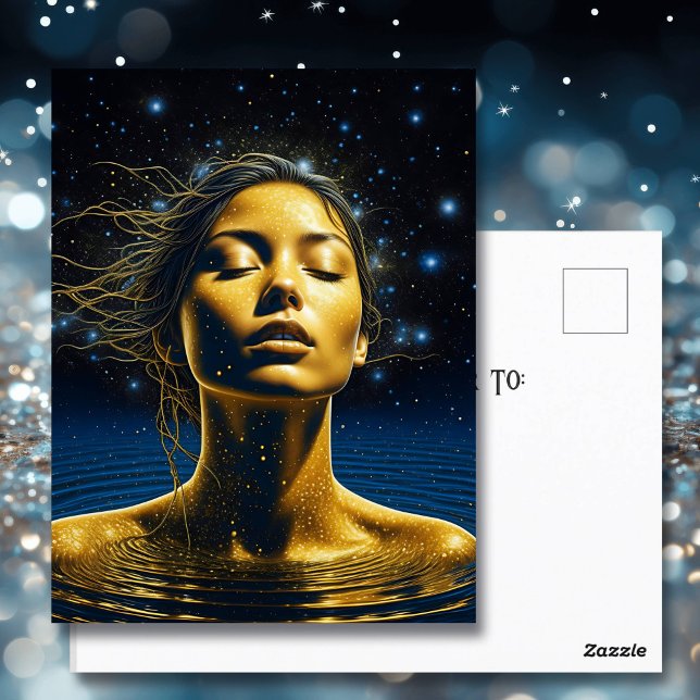 Carte Postale Femme spirituelle dans l'eau sous les étoiles (Créateur téléchargé)