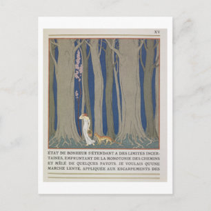 Carte Postale Femme suivie d'un léopard, illustration de 'Le