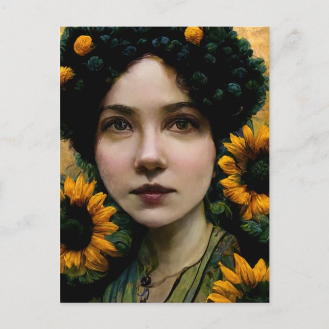 Carte postale Femme Sunflowers (Devant)