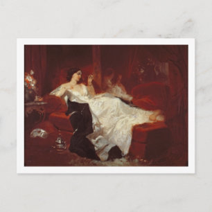 Carte Postale Femme sur un canapé rouge