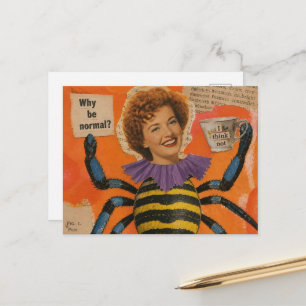 Carte Postale Femme surréaliste avec un collage de corps d'araig