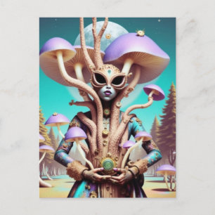Carte Postale Femme surréaliste et champignons