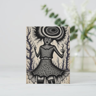 Carte Postale Femme surréaliste noir et blanc